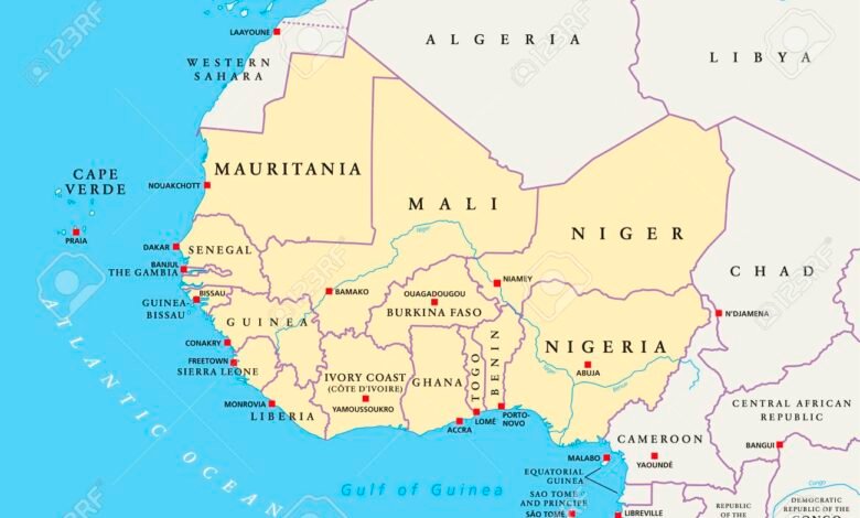 Carte de l'Afrique de l'ouest