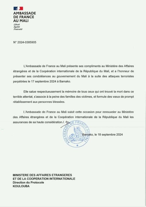 Attaque terroriste au Mali ambassade de france