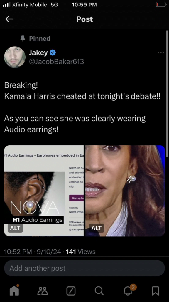 Kamala Harris tricherie boucle d'oreilles