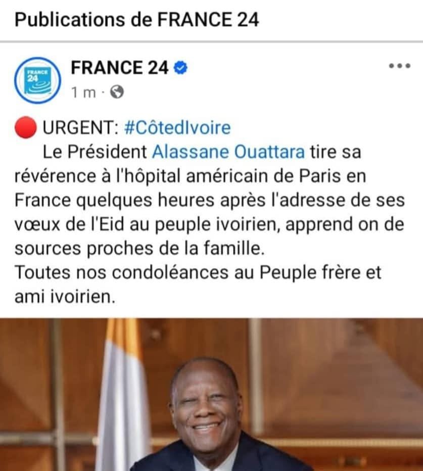 France 24 Jeune Afrique mort de Ouattara